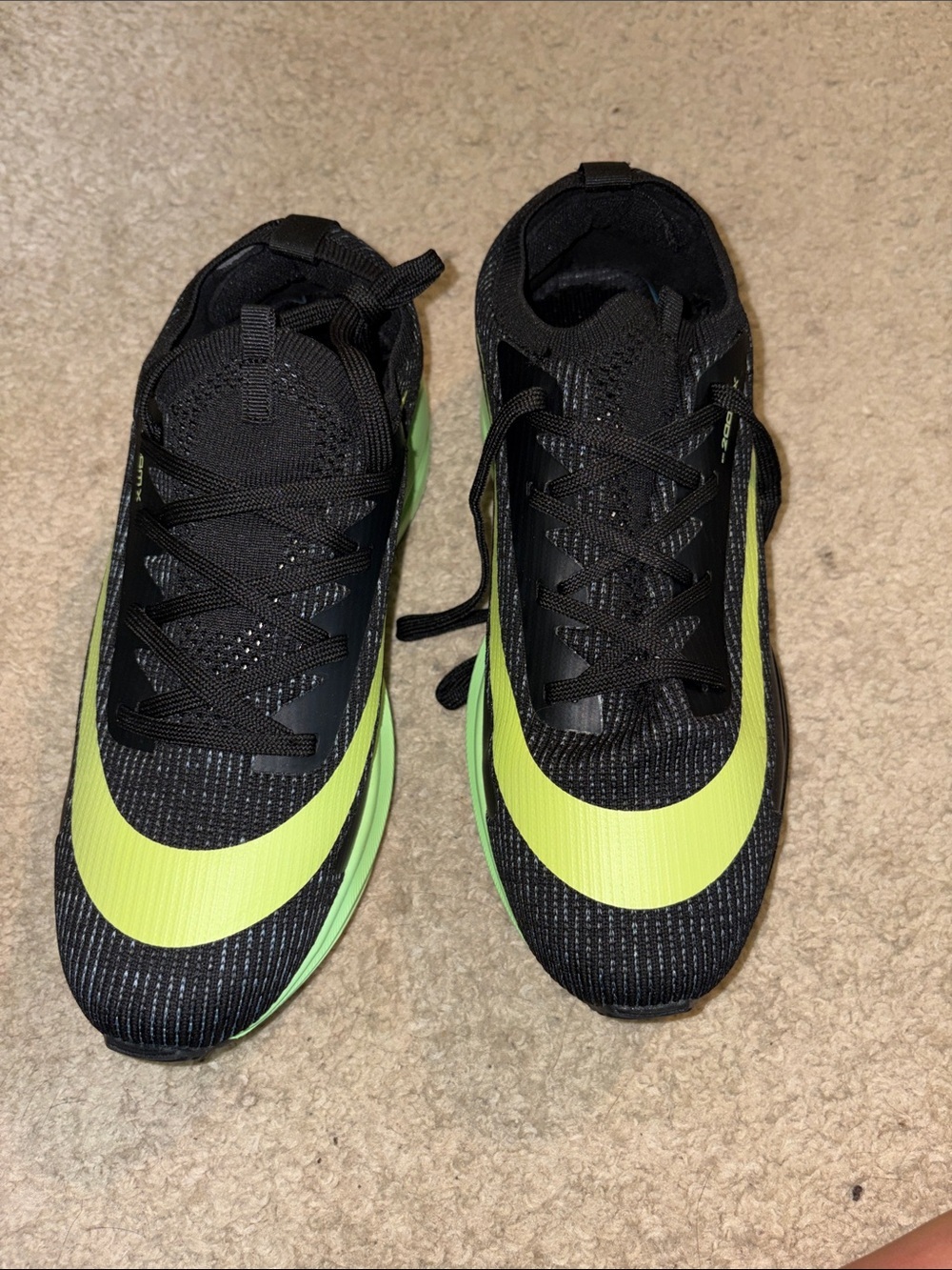 Men's Black Athletic Shoes with Lime Accent
